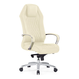 Modern Ergonomic Sterling Leather Executive Chair with Aluminum