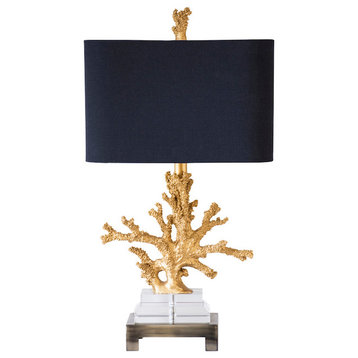 Gold Coral Table Lamp, 25.5"H
