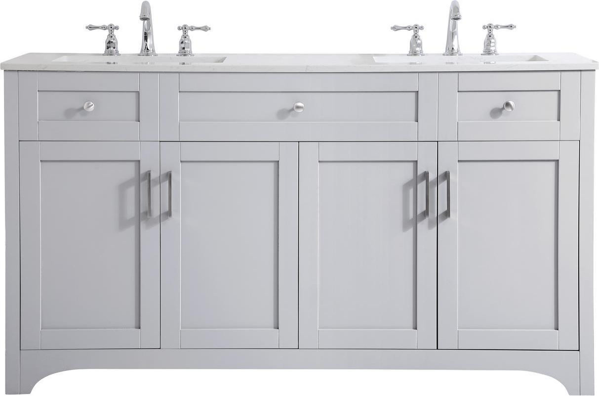 Traditional Gray Bathroom Vanity 60", Double - Transitional - Bathroom ...