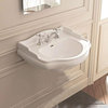 Retro 1045 Wall Mounted Bathroom Sink with 3 Faucet Holes in Glossy White