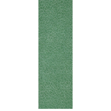 Leopardess Hand-Tufted Responsible Wool Area Rug, Soft Jade, 2'6" X 8'