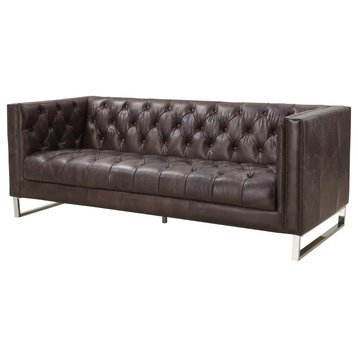Crafters and Weavers Conrad Modern Steel Base Chesterfield Sofa