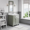 Madison 30" Single Sink Carrara White Marble Countertop Vanity, Glacial Green