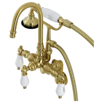 AE303T7 Wall Mount Clawfoot Tub Faucet, Brushed Brass
