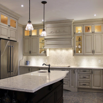 Traditional kitchen design- Antique almond glazed kitchen