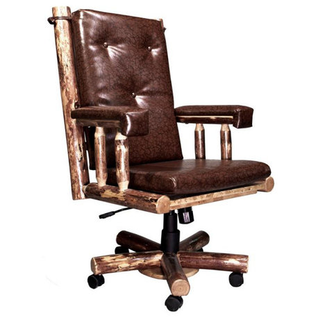 Montana Woodworks Glacier Country Wood Upholstered Office Chair in Brown