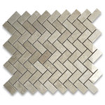 Stone Center Online - Crema Marfil Marble 1x2 Herringbone Mosaic Tile Polished, 1 sheet - Crema Marfil Marble 1x2" pieces mounted on 12x12" sturdy mesh tile sheet