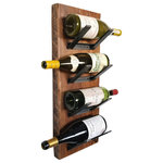 Vault Furntiure - Wood and Metal Wall Mount Wine Rack, 4 Bottle - Wall mounted Reclaimed Wood and Steel Wine rack. Prevents dry cork and Holds variety of bottle sizes.