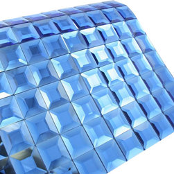 Glossy Blue 3D Modern Square Glass Mosaic Tiles - Home Accessories & Decor