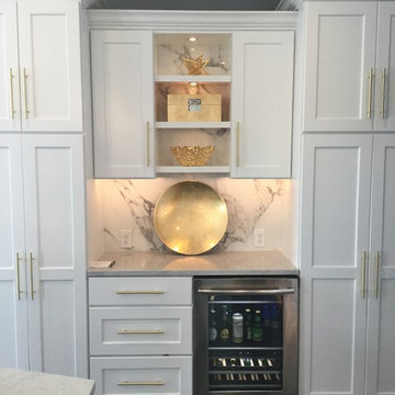 White one piece tile backsplash