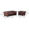 2-Piece Tuscan Top Grain Leather Sofa and Armchair Set, Brown