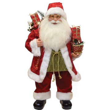 24" Modern Standing Santa Claus Christmas Figure With Presents and Drum