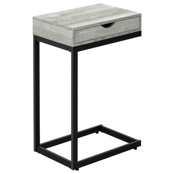 Accent Table Gray Reclaimed Wood-Look, Black, Drawer