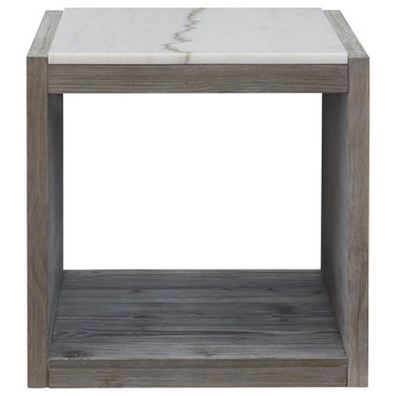 Moonbeam Marble Top End Table in Moonlit Gray