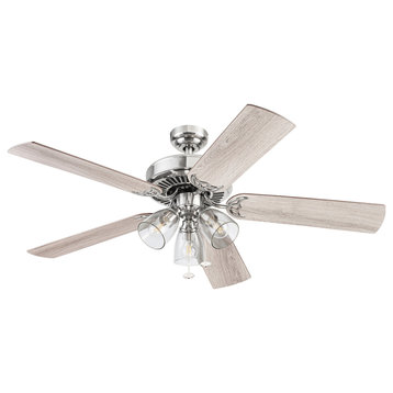 Prominence Home Saybrook Ceiling Fan with Light, 52 inch, Satin Nickel