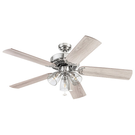 Prominence Home Saybrook Ceiling Fan with Light, 52 inch, Satin Nickel