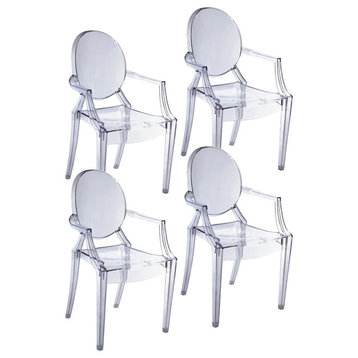 Bentley Arm Dining Chairs, Set of 4, Clear
