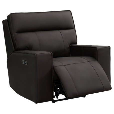 Logan Leather Power Recliner With Power Headrest, Brown