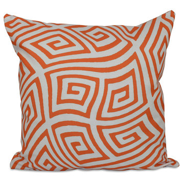 Geometric Decorative Pillow, Celosia Orange, 16"x16"