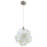 EQ Light - Hado Pendant Light, Nickel, Medium - The Hado Pendant Light makes a stunning accent piece in a dining room, entryway or kitchen. This elegant pendant light has silver steel construction and a spherical shade made from white spiral polypropylene pieces. Hang it in a contemporary style home for a cohesive look.