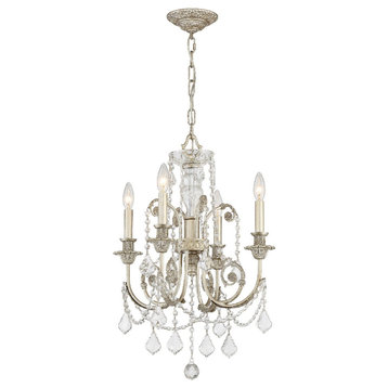 Crystorama 5114-OS-CL-MWP 4 Light Mini Chandelier in Olde Silver