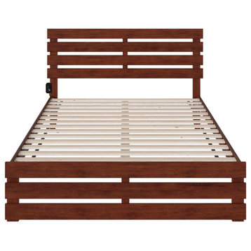 Oxford Queen Bed With Footboard and USB Turbo Charger, Walnut