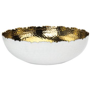 Munro Serving Bowl , White and Gold