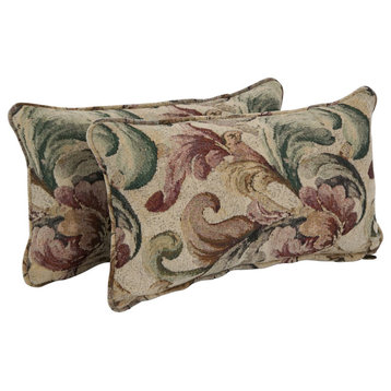 18" Double-Corded Jacquard Chenille Throw Pillows, Set of 2, Watercolor Floral
