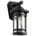 Quorum - Quorum 718-12-69 Haley - 1 Light Outdoor Wall Lantern - Constructed of coastal grade materials. Add a toucHaley 1 Light Outdoo Noir Clear Glass *UL: Suitable for wet locations Energy Star Qualified: n/a ADA Certified: n/a  *Number of Lights: 1-*Wattage:60w Medium Base bulb(s) *Bulb Included:No *Bulb Type:Medium Base *Finish Type:Noir