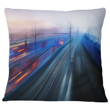 Train Movements at Twilight Landscape Photography Throw Pillow, 18"x18"