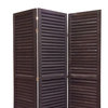 3 Panel Foldable Wooden Shutter Screen With Straight Legs, Black