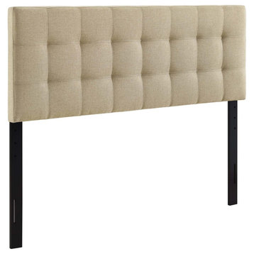 Lily Queen Upholstered Fabric Headboard, Beige