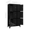 vidaXL Locker Cabinet Home Office Storage Cabinet File Cabinet Black Steel