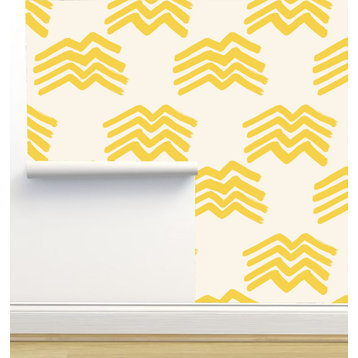 Boho Mountains Yellow Wallpaper by Julia Schumacher, 24"x72"