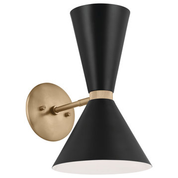 Phix 2 Light Wall Sconce, Champagne Bronze and Black