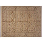 Bareen's Designer Rugs - Pak-Persian Tamesha Ivory/Red Wool Rug - 8'1 x 10'0 - Designed with mesmerizing intricacy and gorgeous color palette, this hand-knotted masterpiece demonstrates the beauty and electrifying thrill of Pak Persian art. These meticulously handcrafted Pak-Persian rug is made with pure wool and features breathtaking traditional and Transitional designs in bold lush color pallet. Known for their intricate designs these rugs are a reproduction of Persian rugs, made in Pakistan with unique Mughal designs. Made by master weavers using the same Persian texture, design and dying technique, we wanted to produce the most significant manifestation of the Persian art, life and culture. This rug is most famous for its exceptional quality, incredible designs, patterns and vibrant rich color. Pak-Persian rugs made with Persian weave with high knot counts, which enables the high intricacy and detail found in the patterns are also referred to as "State of art", each color adds a rich beautiful detail in the artwork of this rug. The design, color and beautiful chromatic composition with a vibrant sheen with traditional and Transitional designs, exude beauty, elegance and quality make this rug a masterpiece of its own.