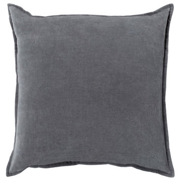 Cotton Velvet by Surya Down Fill Pillow, Charcoal, 20' Square