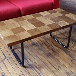 Checker Coffee Table with Black Tube Legs - Coffee Tables