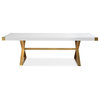 Maklaine 30"H Transitional Wood Dining Table in White Lacquer/Gold