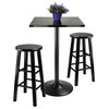 Obsidian 3-Pc Square Pub Table And Round Seat Counter Stools, Black