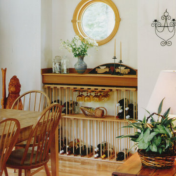 Round window becomes a focal point for wine recess.