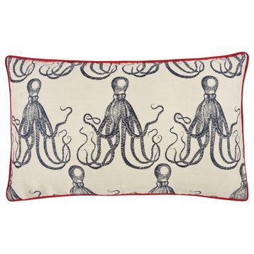 Octopus Jacquard Pillow, 20"x12"
