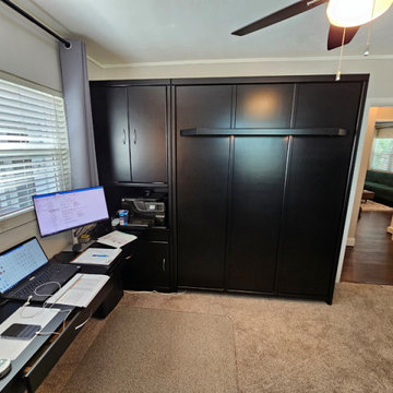 Savona Murphy Wall Bed with Shelf Leg, Custom Slats, Custom Pier, Attached Desk