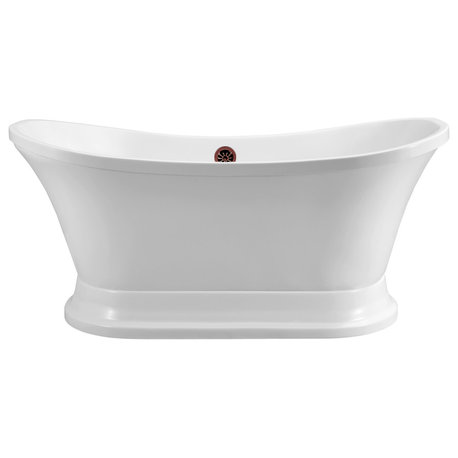 68" Streamline N201ORB Soaking Freestanding Tub and Tray With External Drain