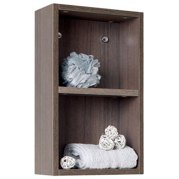 Gray Oak Bathroom Linen Side Cabinet With 2 Open Storage Areas