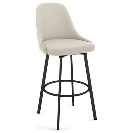 Amisco Harper Swivel Stool, Cream Boucle Polyester/Black Metal, Bar Height