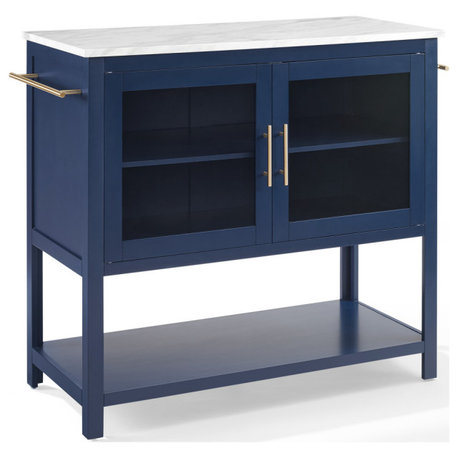 Katrina Kitchen Island Navy/White Marble