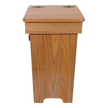 Oak Trash/Recycling Bin With Hinged Lift Up Lid