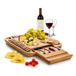 Bamboo Cheese Board with Cutlery Set, - Products