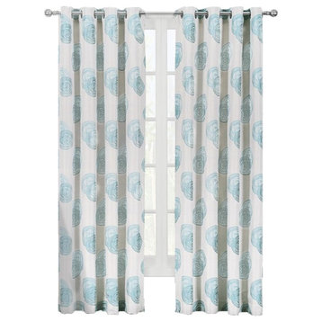 Lafayette Jacquard Grommet Curtains, Set of 2, Blue, 108"x96", Set of 2